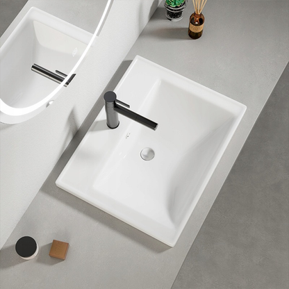 Chiuvetă ceramică albă 52x41 cm - dreptunghiulară, încastrată în blatul de lucru