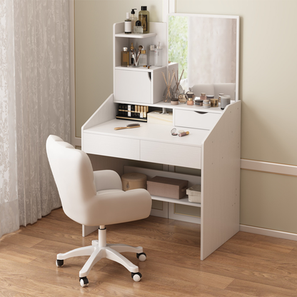 Măsuță de toaletă albă cu oglindă, 70x40x130 cm - Soluție elegantă și practică pentru dormitor sau baie