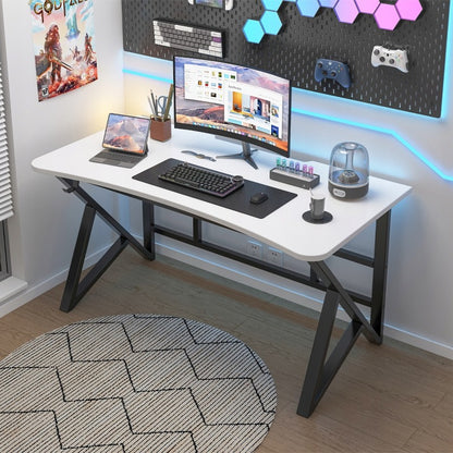 Birou alb modern pentru jocuri, pentru gameri, în stil loft, mare, 120 cm