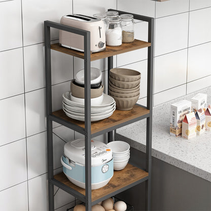 Dulap de depozitare în stil industrial - 154x40x30 cm, 5 rafturi, stil loft, MDF și metal