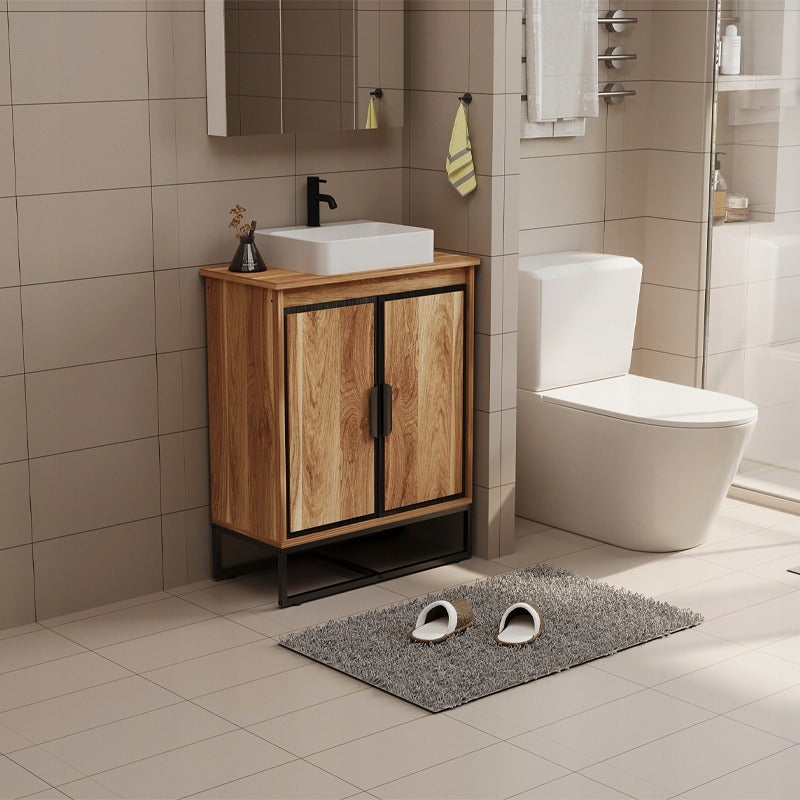 Unitate de baie cu uși loft, raft maro deschis și raft de 82 cm