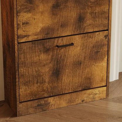 Dulap de pantofi rustic maro pentru hol, modern, rafturi cu balamale
