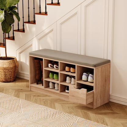 Dulap pentru pantofi cu scaun, stil loft, sonoma, hol, bancă cu sertar, 100 cm