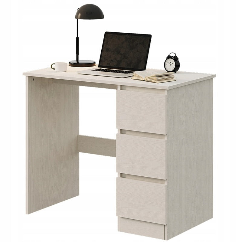 Birou pentru computer, alb, modern, cu sertare, stil loft, 90 cm