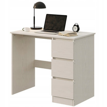 Birou pentru computer, alb, modern, cu sertare, stil loft, 90 cm