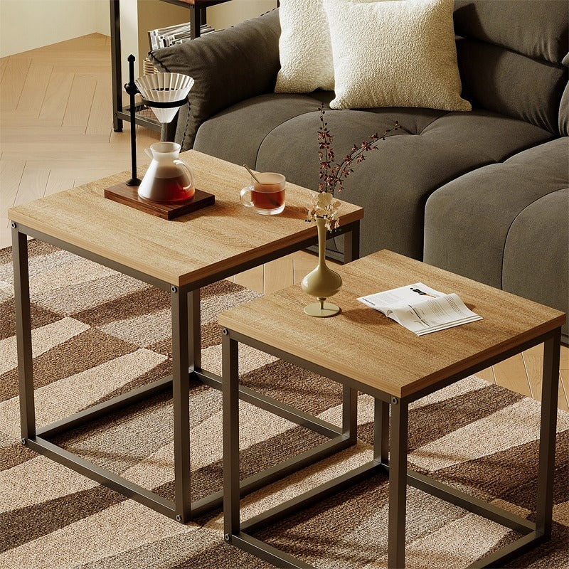 Măsuță de cafea, bancă, set de mese, 2 în 1, stil industrial loft, maro deschis