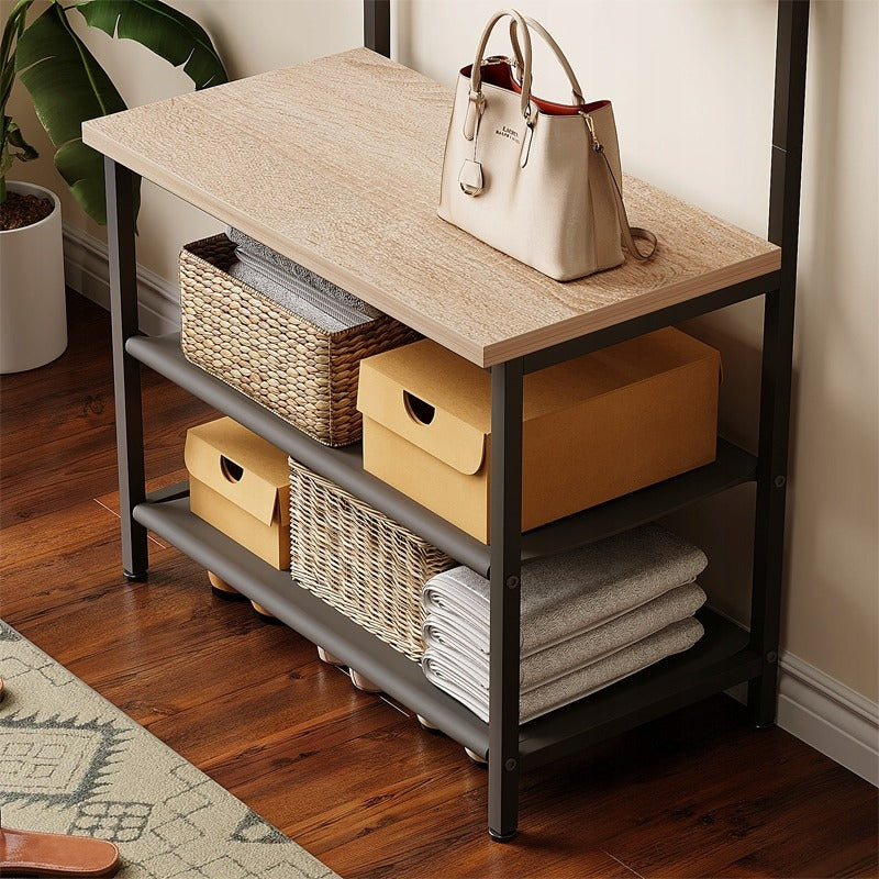 Cuier pentru haine, încălțăminte și jachete, maro deschis, de podea, în stil loft