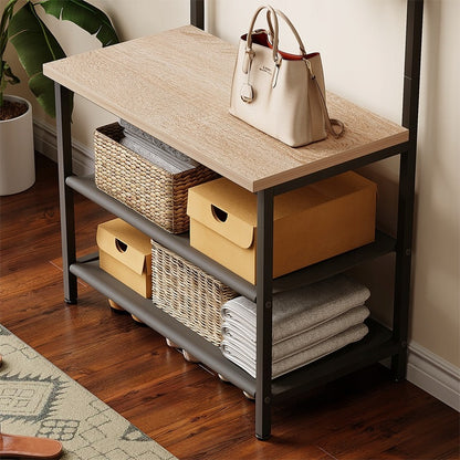 Cuier pentru haine, încălțăminte și jachete, maro deschis, de podea, în stil loft