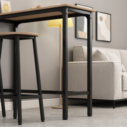 Set bar: masă de bucătărie + 2 scaune de bar, stil industrial modern loft