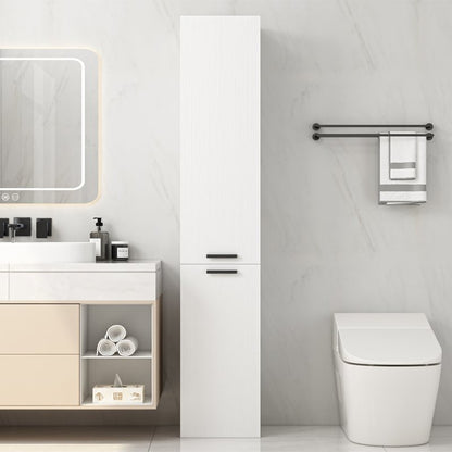 Dulap de baie, înalt, alb, modern, 174 cm, cu 2 uși