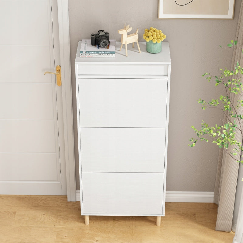 Dulap pentru încălțăminte alb cu oglindă șI spațiu de depozitare stil loft raft vertical pentru hol 55 cm