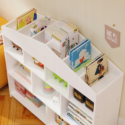 Raft alb pentru copii pentru jucării, cărți și accesorii – 9 compartimente