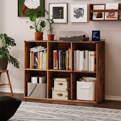 Bibliotecă deschisă, comodă cub 3x2, mansardă spațioasă pentru cărți, birou, rustică