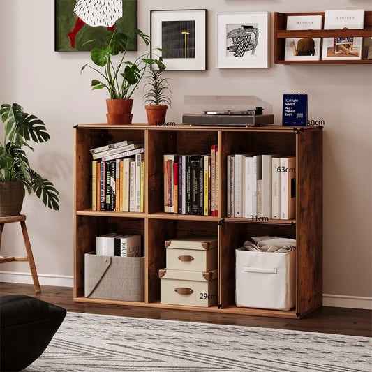 Bibliotecă deschisă, comodă cub 3x2, mansardă spațioasă pentru cărți, birou, rustică