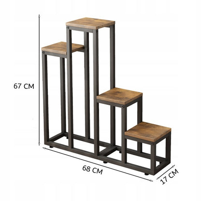 Stand de flori plante vase rustic bibliotecă 4 rafturi nivel