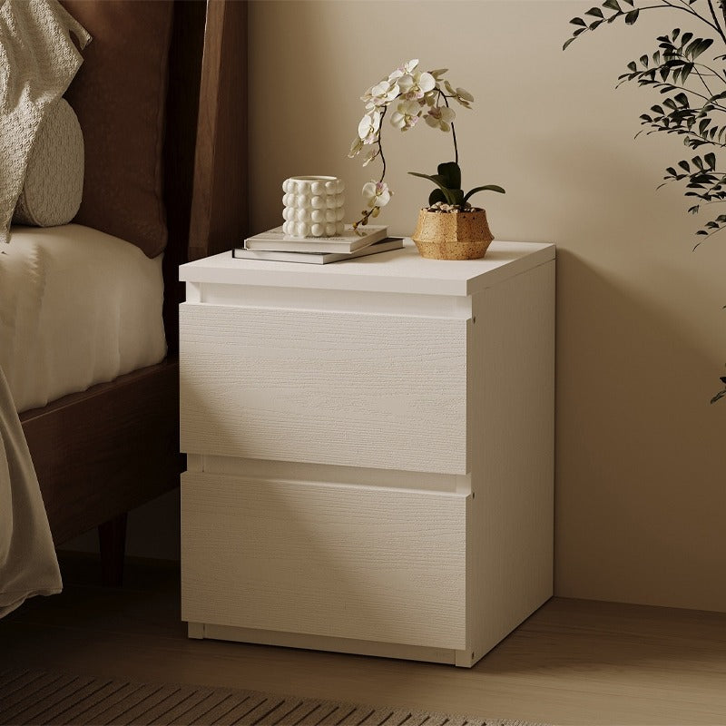 Noptieră pentru dormitor sau sufragerie, 2 sertare, stil loft, albă, modernă