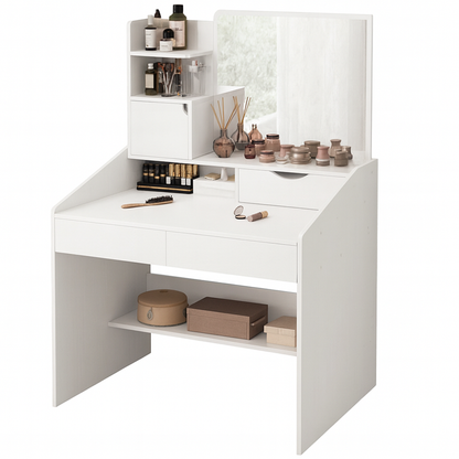 Măsuță de toaletă albă cu oglindă, 70x40x130 cm - Soluție elegantă și practică pentru dormitor sau baie