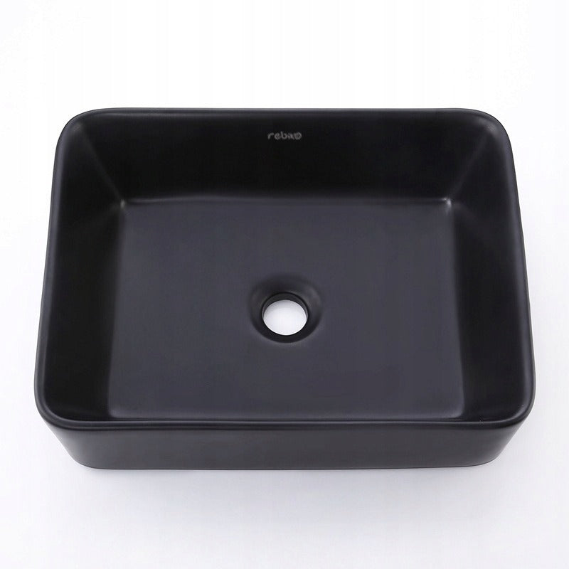 Lavoar de blat dreptunghiular din ceramică neagră mată