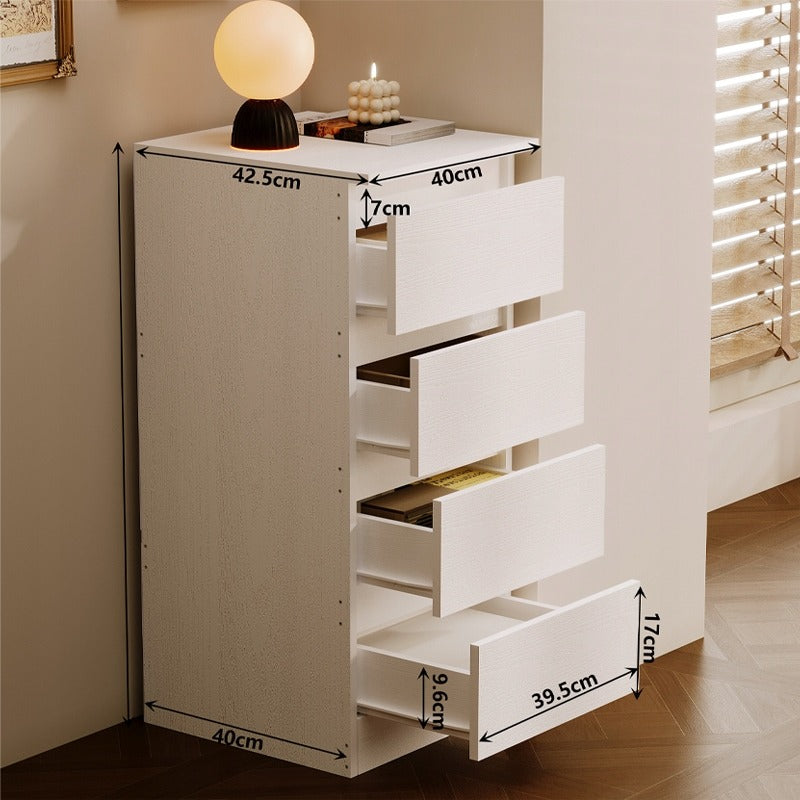 Comodă albă cu sertare, rafturi, stil loft modern, 90 cm
