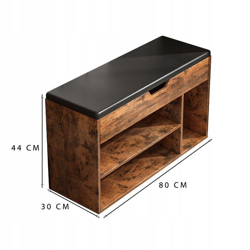 Dulap de pantofi spațios cu scaune de depozitare 2 rafturi din lemn retro loft