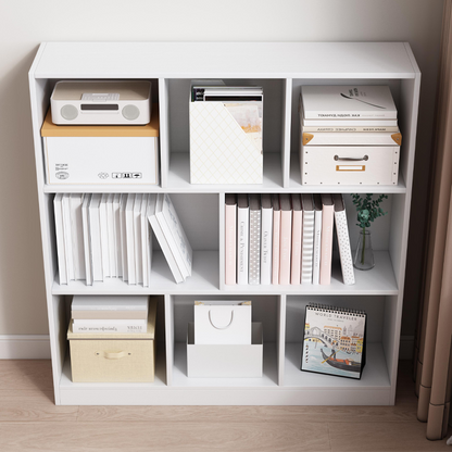 Bibliotecă deschisă albă cu 6 rafturi - 100x24x104 cm, stil modern scandinav