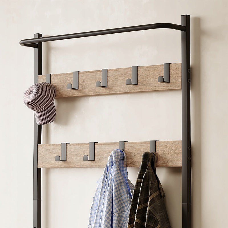 Cuier pentru haine, încălțăminte și jachete, maro deschis, de podea, în stil loft