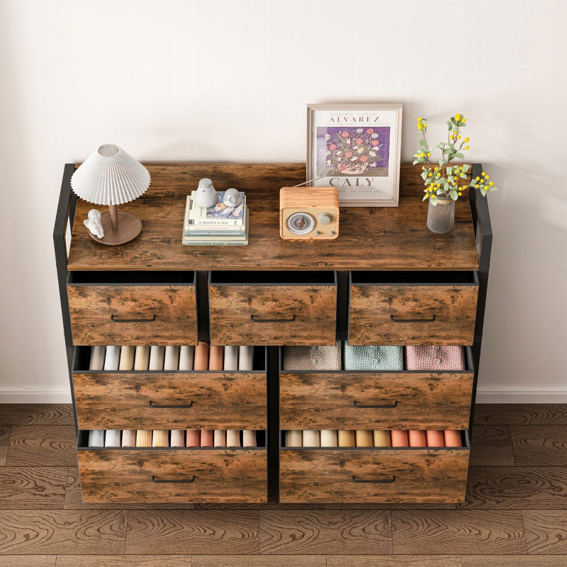 Comodă rustic maro cu 7 sertare - 98 × 85 × 28,5 cm, stil industrial loft