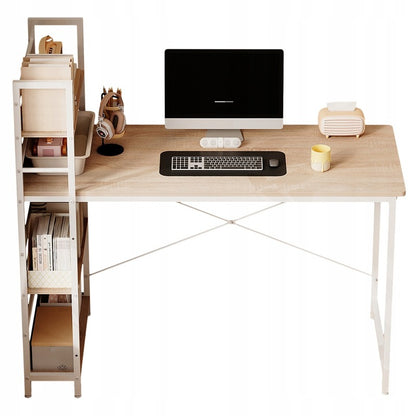 Birou pentru tineri cu bibliotecă pentru computer, maro deschis, stil loft modern, 120 cm