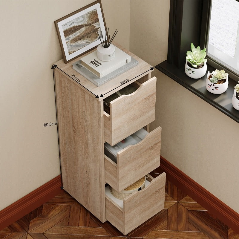 Dulap rustic din stejar cu sertare, îngust, spațios, în stil loft