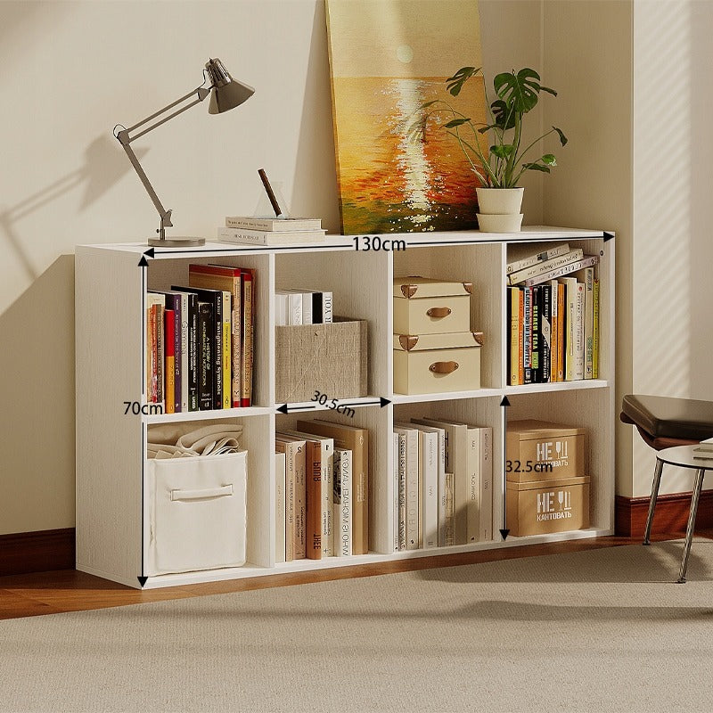 Bibliotecă deschisă, comodă cu 4x2 sertare cubice, spațioasă, albă, pentru cărți, birou, modernă