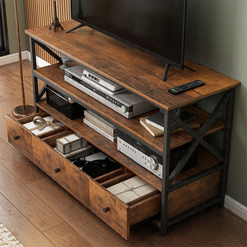 Dulap TV loft dresser pentru camera de zi cu rafturi și sertare 110 cm
