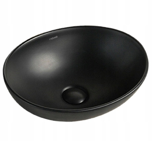 Lavoar de blat din ceramică, negru mat, 41x33 cm, oval