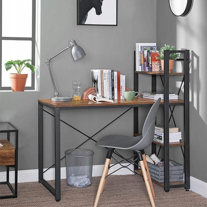 Birou în stil industrial cu raft încorporat - 120x60x120 cm, fabricat din metal și PAL.