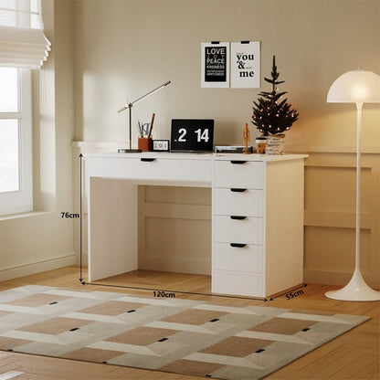 Birou de calculator pentru tineri cu masă loft modernă și sertare, 120 cm