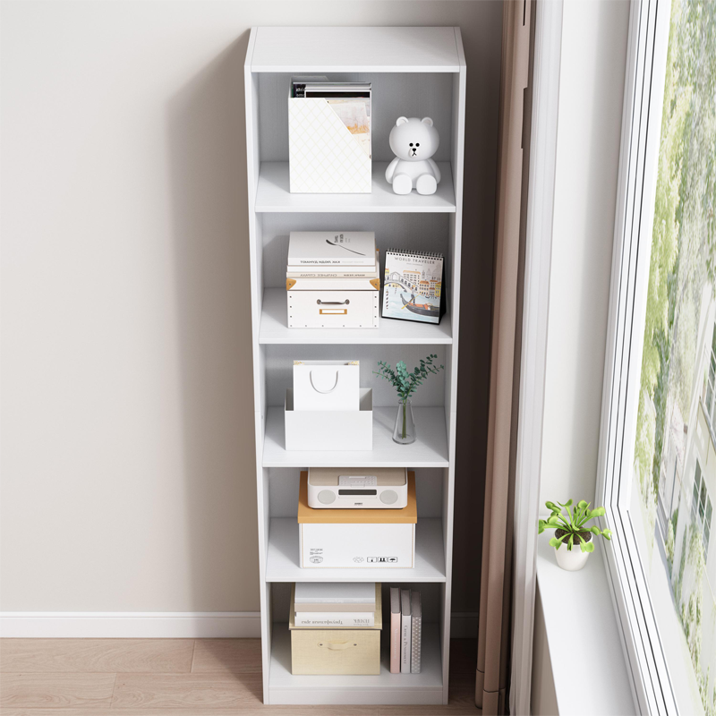 Dulap alb cu rafturi - 50x182x30 cm | depozitare modernă pentru cărți, decorațiuni și fișiere