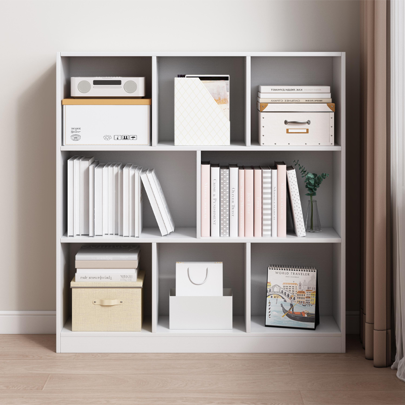 Bibliotecă deschisă albă cu 6 rafturi - 100x24x104 cm, stil modern scandinav