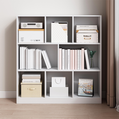 Bibliotecă deschisă albă cu 6 rafturi - 100x24x104 cm, stil modern scandinav