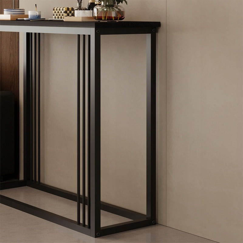 Masă consolă neagră pentru hol, măsuță laterală și etajeră spațioasă, înălțime 75 cm