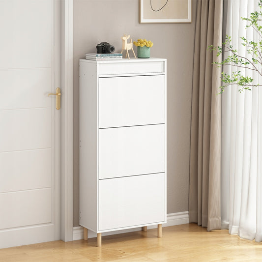 Dulap pentru încălțăminte alb cu oglindă șI spațiu de depozitare stil loft raft vertical pentru hol 55 cm