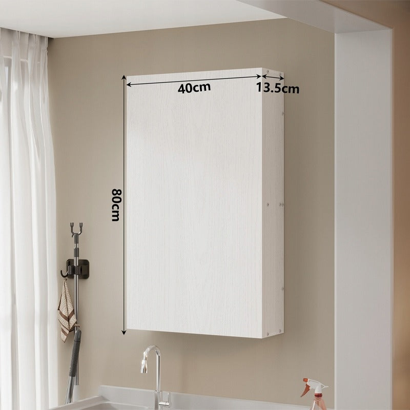 Dulap de baie alb suspendat pe perete cu rafturi, coloană, montat pe perete, stil loft, modern, 80 cm