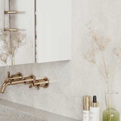 Dulap de baie cu oglindă de perete 60x60x22 cm - 2 uși, alb, design modern