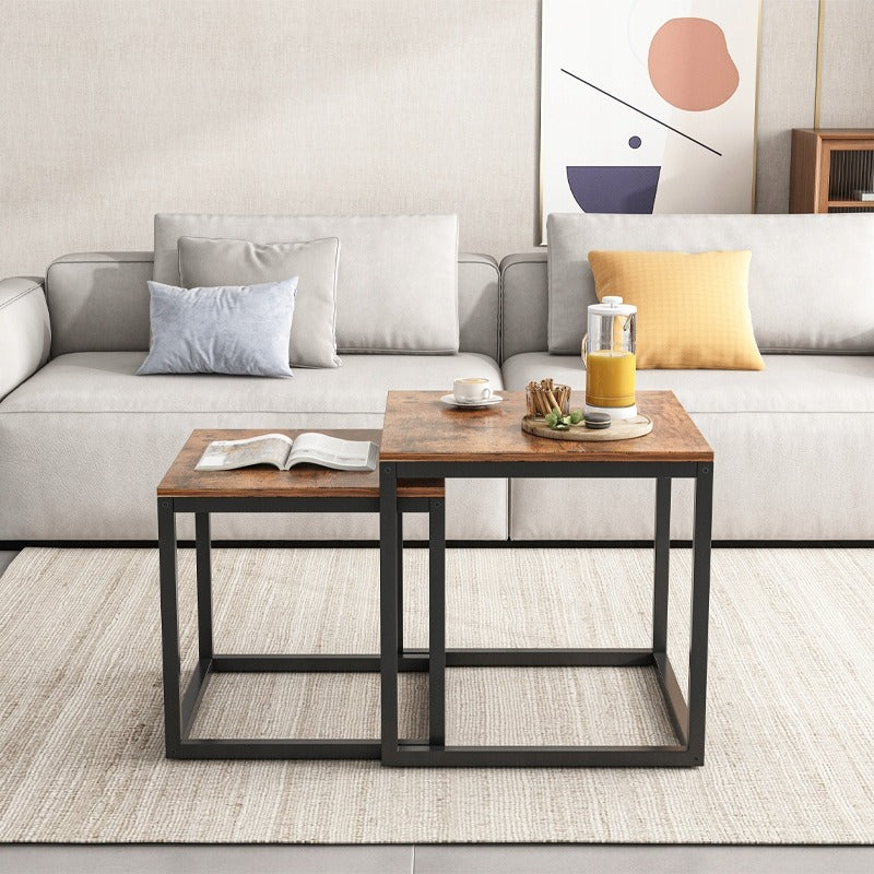 Set de mese de cafea 2 în 1 - mese pătrate pliabile pentru camera de zi