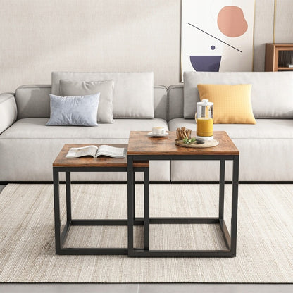 Set de mese de cafea 2 în 1 - mese pătrate pliabile pentru camera de zi