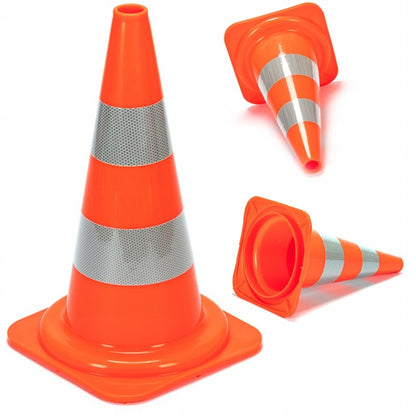 Cone de trafic, stâlp de avertizare reflectorizant, moale, PVC greu, 50 cm