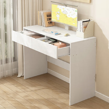 Birou pentru calculator alb modern cu 2 sertare stil loft masă toaletă 100 cm