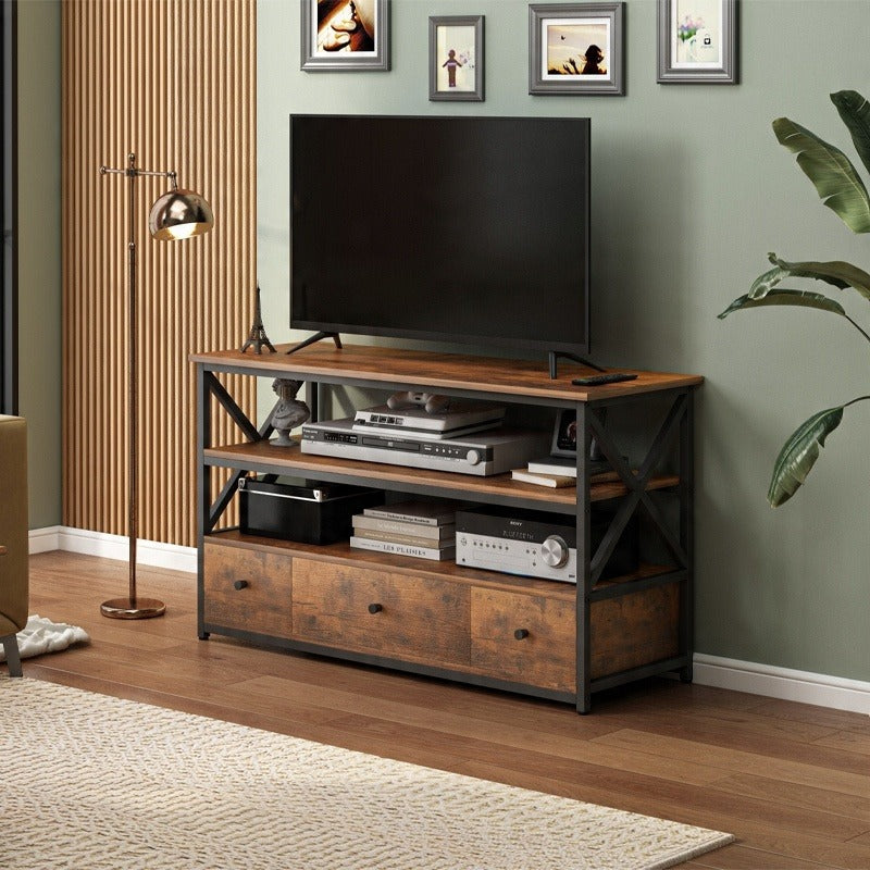 Dulap TV loft dresser pentru camera de zi cu rafturi și sertare 110 cm