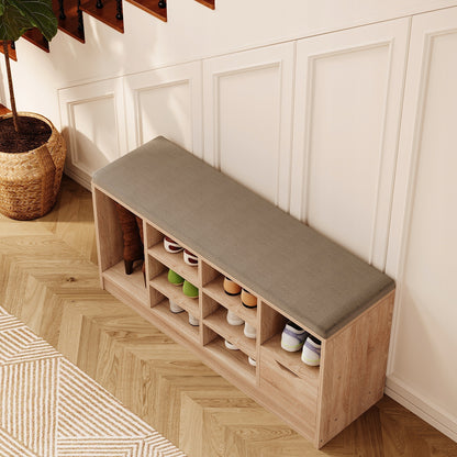 Dulap pentru pantofi cu scaun, stil loft, sonoma, hol, bancă cu sertar, 100 cm