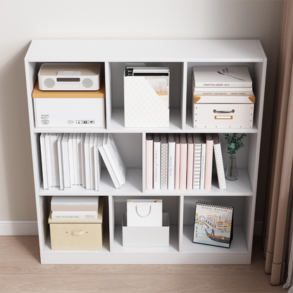 Bibliotecă deschisă albă cu 6 rafturi - 100x24x104 cm, stil modern scandinav