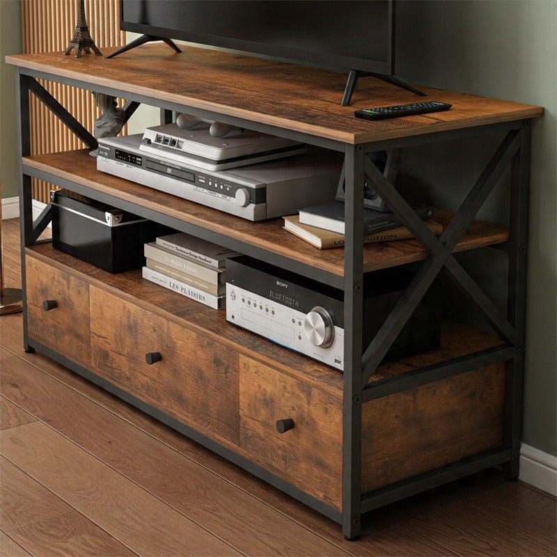 Dulap TV loft dresser pentru camera de zi cu rafturi și sertare 110 cm