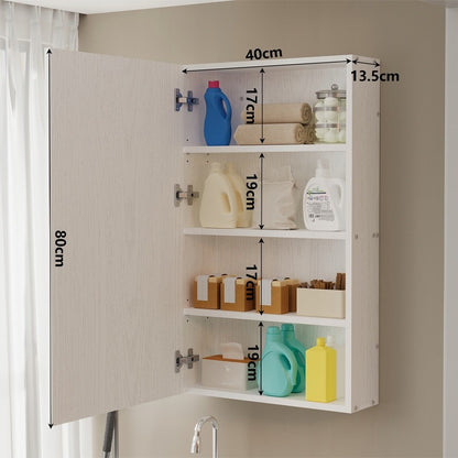 Dulap de baie alb suspendat pe perete cu rafturi, coloană, montat pe perete, stil loft, modern, 80 cm